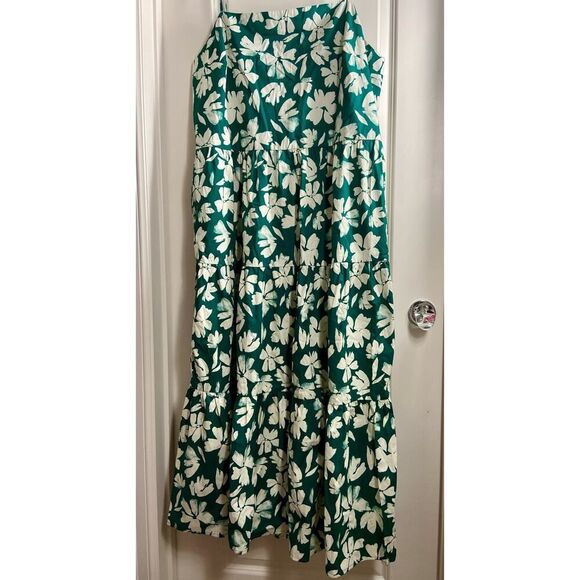 NWT Gap Tiered Maxi Dress Sleeveless Square Neck Floral Green Womens Size XXL* - Picture 2 of 7